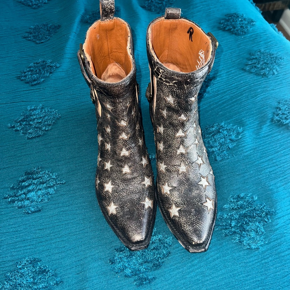 Dan Post Black and White Star Ankle Booties